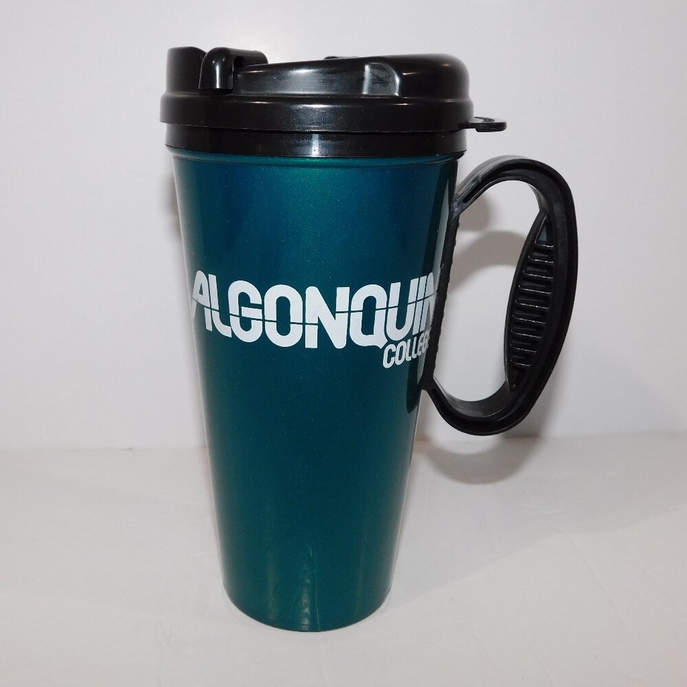 Algonquin College Green Metallic Whirley insulated Travel Hot coffee Mug